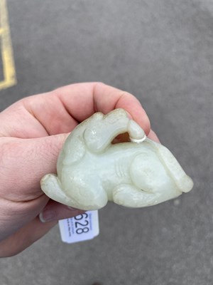 Lot 628 - A CHINESE JADE RAM CARVING