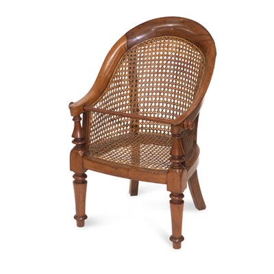 Lot 706 - A LATE REGENCY MAHOGANY BERGÈRE CHILD'S CHAIR