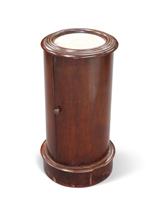 Lot 690 - A VICTORIAN MARBLE-INSET MAHOGANY CYLINDRICAL POT CUPBOARD