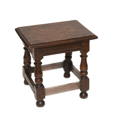 Lot 1313 - AN 18TH CENTURY OAK JOINT STOOL