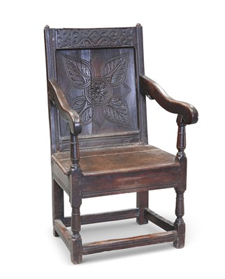 Lot 1228 - A 17TH CENTURY OAK WAINSCOT CHAIR