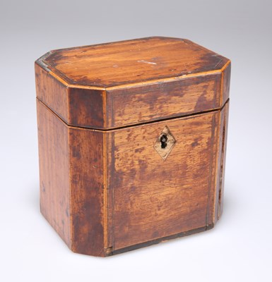 Lot 1285 - A GEORGE III SATINWOOD TEA CADDY