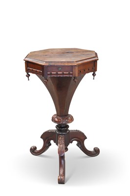 Lot 1197 - A VICTORIAN ROSEWOOD WORK TABLE