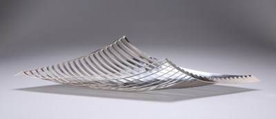 Lot 154 - AN ELIZABETH II SILVER RHOMBOID SCULPTURAL DISH, "CENTREPIECE"