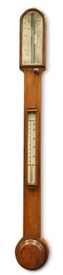 Lot 276 - A 19TH CENTURY ROSEWOOD STICK BAROMETER, SIGNED S. LAINTON, HALIFAX