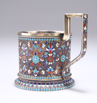 Lot 55 - A LATE 19TH CENTURY RUSSIAN SILVER AND ENAMEL CUP