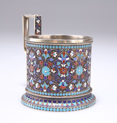 Lot 55 - A LATE 19TH CENTURY RUSSIAN SILVER AND ENAMEL CUP