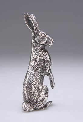 Lot 129 - AN ELIZABETH II CAST SILVER MODEL OF A HARE