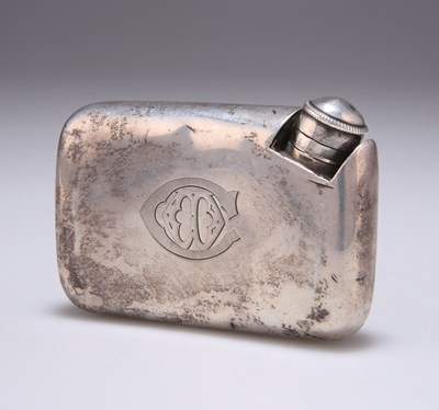 Lot 390 - A VICTORIAN SILVER SPIRIT FLASK OF UNUSUAL FORM