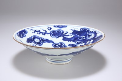 Lot 619 - A CHINESE BLUE AND WHITE "DRAGON" BOWL