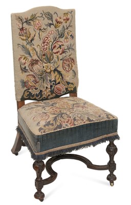 Lot 1181 - A WALNUT AND NEEDLEWORK SIDE CHAIR