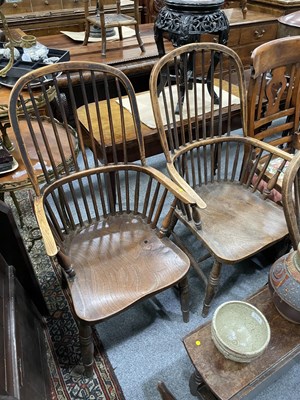 Lot 808 - A PAIR OF 19TH CENTURY ELM AND OAK WINDSOR CHAIRS