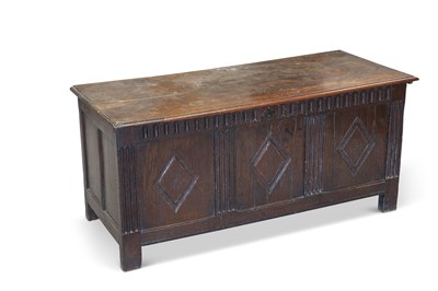 Lot 1220 - AN OAK COFFER, LATE 17TH CENTURY