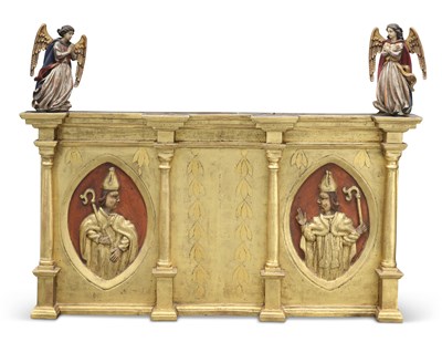 Lot 1209 - A 19TH CENTURY GILTWOOD ALTARPIECE