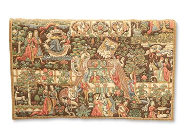 Lot 17 - A PAINTED FABRIC WALL HANGING