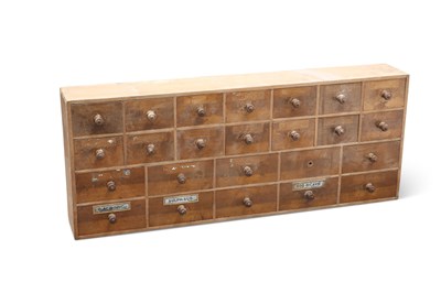 Lot 1186 - A PINE BANK OF DRAWERS